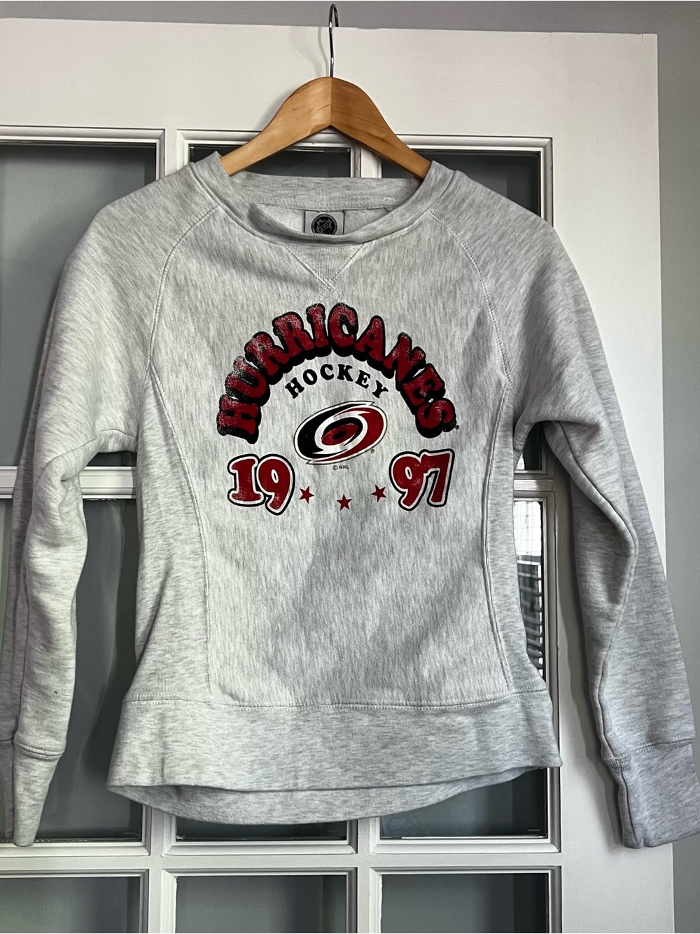 NHL Gray Heather Hurricanes Graphic Sweatshirt with Red Accents